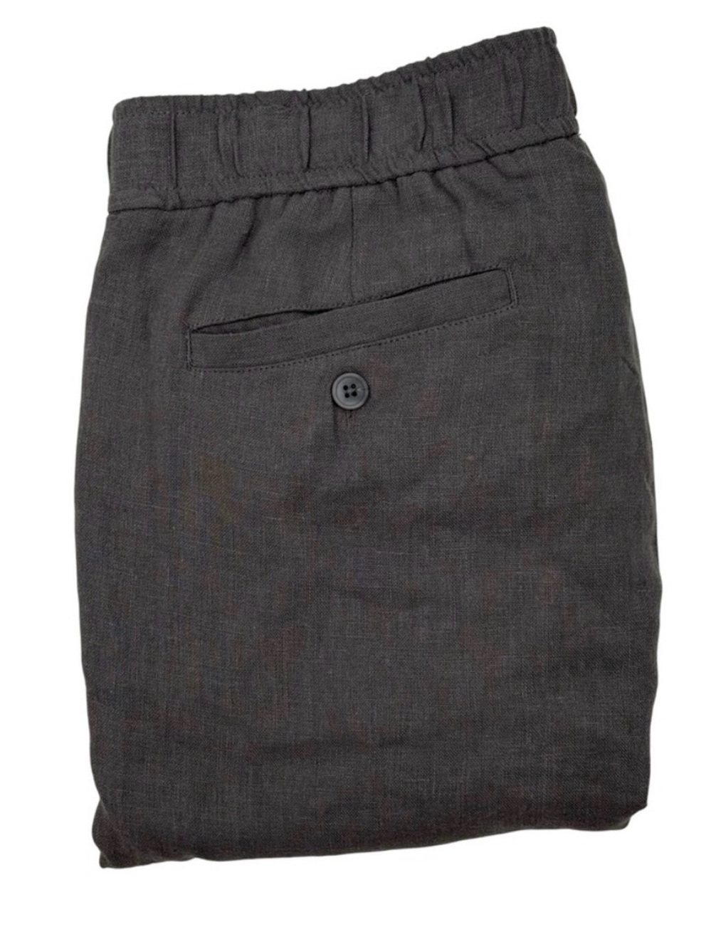 Onia Mens Linen Blend Elastic Waist Pants Drawstring Cuff Gray Size‎ M